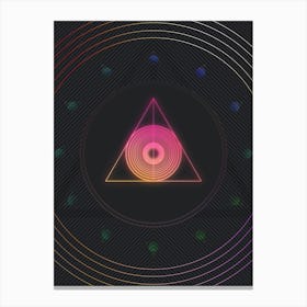 Neon Geometric Glyph in Pink and Yellow Circle Array on Black n.0378 Canvas Print