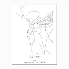 Akune,Japan Minimalist Map Canvas Print