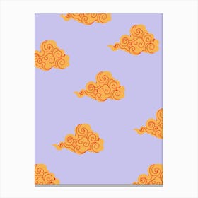 Cloud Pattern Lilac & Orange Canvas Print