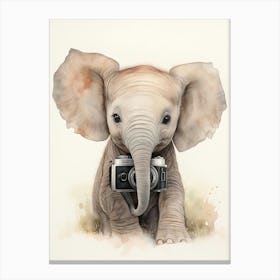 Elephant Painting Photographing Watercolour 1 Canvas Print