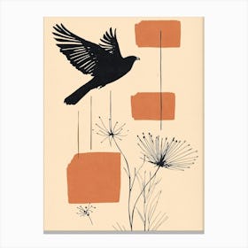 Minimal Black Dove Canvas Print