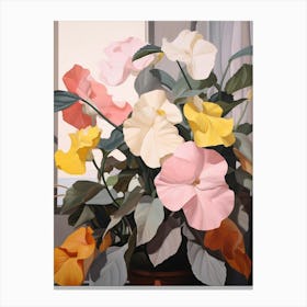 Impatiens 2 Flower Painting Canvas Print