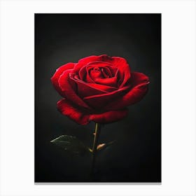 Red Rose On Black Background 44 Canvas Print