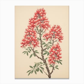 Hagi Bush Clover 1 Vintage Japanese Botanical Canvas Print