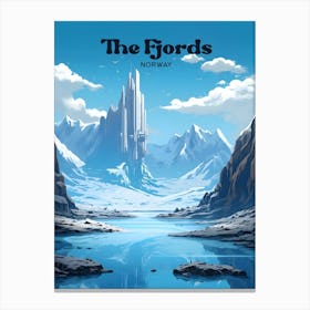 The Fjords Norway Summer Travel Illustration Canvas Print