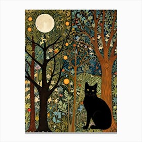 William Morris Black Cat In The Forest 8 Canvas Print