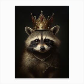 Vintage Portrait Of A Crab Eating Raccoon Wearing A Crown 2 Canvas Print