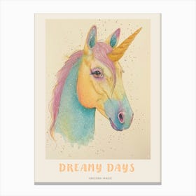 Pastel Storybook Style Unicorn 9 Poster Canvas Print