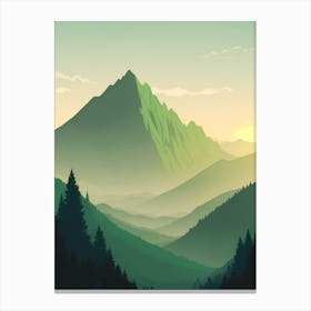 Misty Mountains Vertical Composition In Green Tone 185 Canvas Print