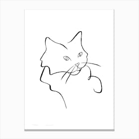 Minimal Fluffy Cat Canvas Print