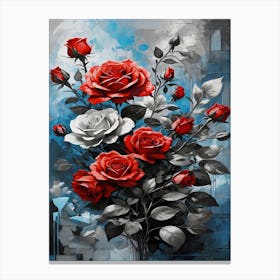 Red Roses In A Vase Canvas Print