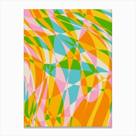 Cute Colorful Aesthetic Abstract Geometric in Bright Orange Yellow and Turquoise Blue Canvas Print
