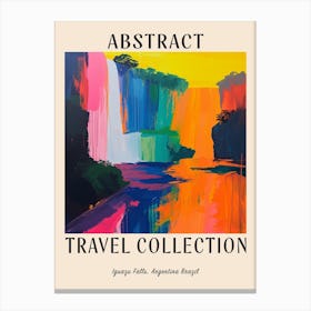 Abstract Travel Collection Poster Iguazu Falls Argentina Brazil 3 Canvas Print