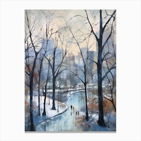 Winter City Park Painting Central Park New York City 3 Canvas Print