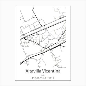 Altavilla Vicentina,Italy Minimalist Map Canvas Print