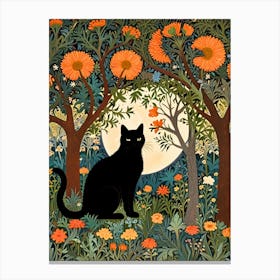 William Morris Black Cat In The Forest 26 Canvas Print