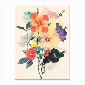 Hibiscus 2 Collage Flower Bouquet Canvas Print