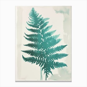 Green Ink Painting Of A Blue Star Fern 1 Canvas Print
