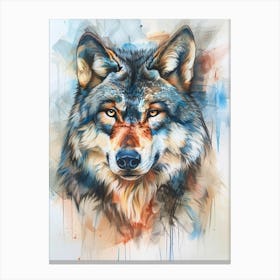 Timber Wolf Pastel Watercolour 1 Canvas Print