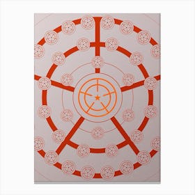 Geometric Glyph Abstract Circle Array in Tomato Red n.0081 Canvas Print