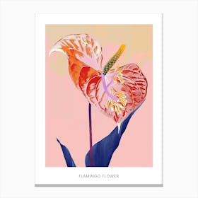 Colourful Flower Illustration Poster Flamingo Flower 2 Canvas Print