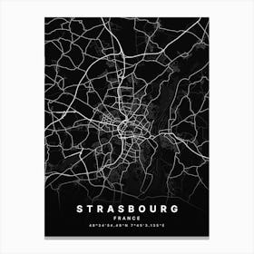 Strasbourg France Black Map Canvas Print