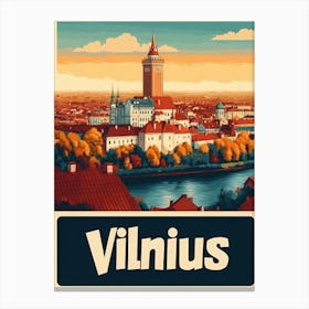 Aihrgdesign A Vintage Travel Poster Of Vilnius 2 Canvas Print