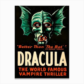 Dracula, Vampire Thriller, Movie Poster Canvas Print