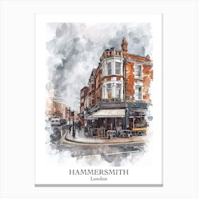 Hammersmith London Borough   Street Watercolour 4 Poster Canvas Print