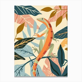 Lizard In The Leaves Modern Abstract Illustration 1 Canvas Print