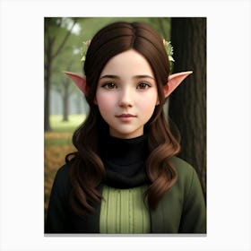 Elf Girl in Forest Canvas Print