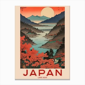 Lake Ashi, Visit Japan Vintage Travel Art 2 Canvas Print