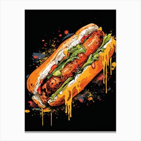 Hot Dog 2 Basquiat style Canvas Print