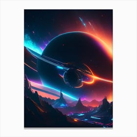 Interstellar Neon Nights Space Canvas Print