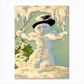 Snowman Music Conductor Canvas Print