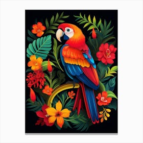 Folk Bird Illustration Macaw 3 Canvas Print