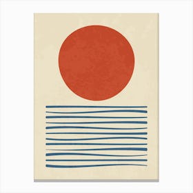 Minimal Abstract Sun with Geometric Line Waves in Retro Style Leinwandbilder