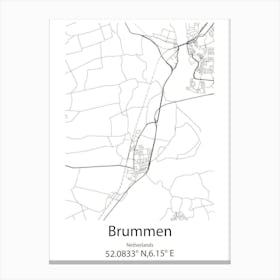 Brummen,Netherlands Minimalist Map Canvas Print