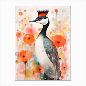 Bird Painting Collage Grebe 3 Canvas Print