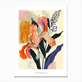 Colourful Flower Illustration Poster Snapdragon 2 Canvas Print