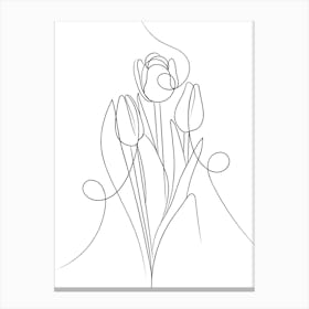 Tulips Line Drawing Canvas Print
