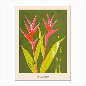 Pink & Green Heliconia 2 Flower Poster Canvas Print