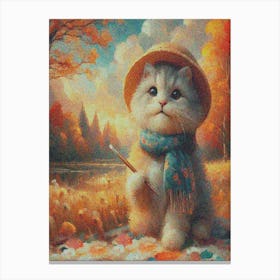 Cat Painting Claud Monet Inspired  Canvas Print