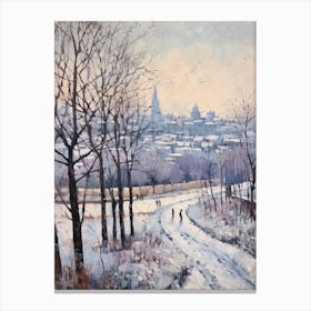 Winter City Park Painting Kalemegdan Park Belgrade Serbia 4 Canvas Print