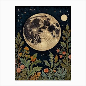 Moon In The Garden Style William Morris 1 Art Print 4 Canvas Print