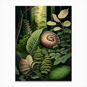 Garden Snail In Forest Botanical Canvas Print