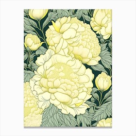 Cottage Gardens Peonies 1 Yellow Drawing Canvas Print