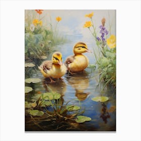 Floral Ornamental Duckling Painting 6 Canvas Print