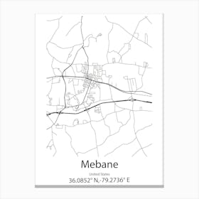 Mebane,United States Minimalist Map Stampe su tela