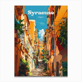 Syracuse Italy Streetview Travel Illustration Canvas Print